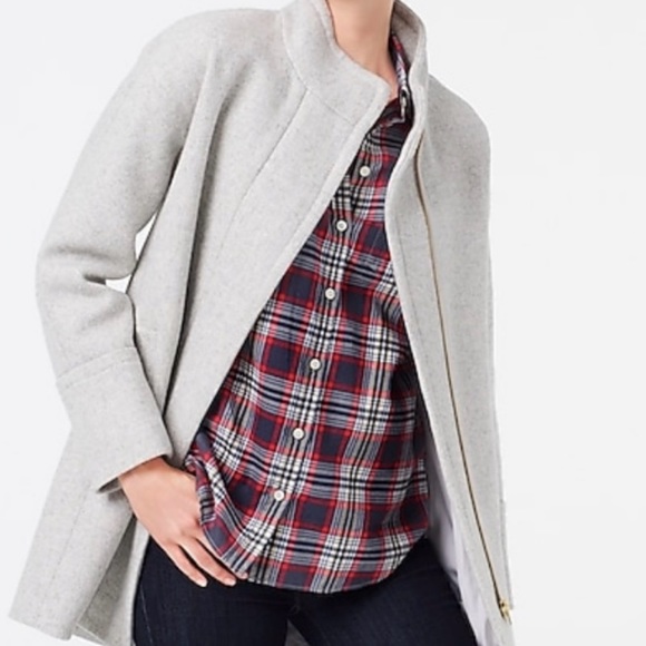 J. Crew Wool Blend Heather Grey Collar Coat size 0! - Picture 3 of 4